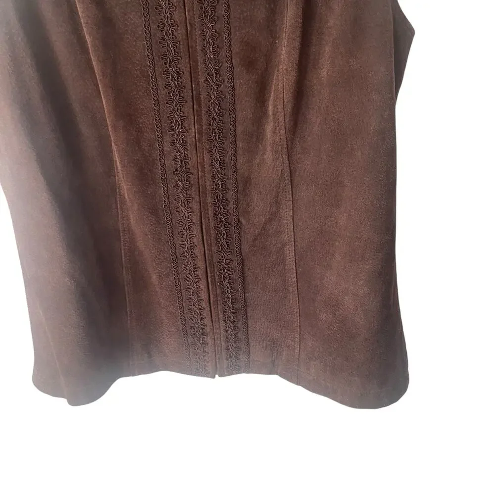 J.h. Collection Y2k Women's Large Brown Leather Western Boho‎ Vest